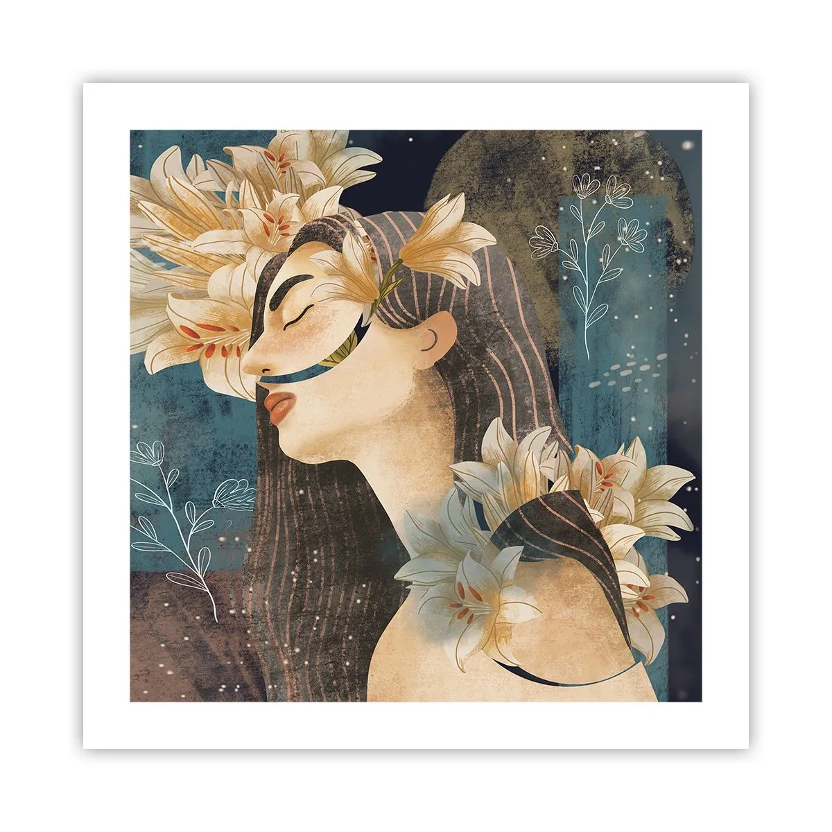 Affisch - Sagan om drottning med liljor - 50x50 cm