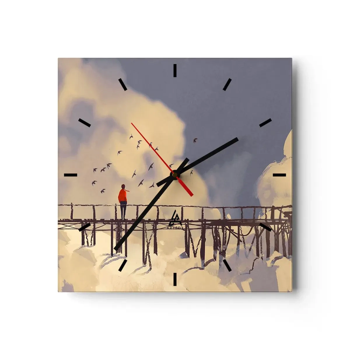 Väggklocka - Klocka på glas - Blå saknad - 30x30 cm
