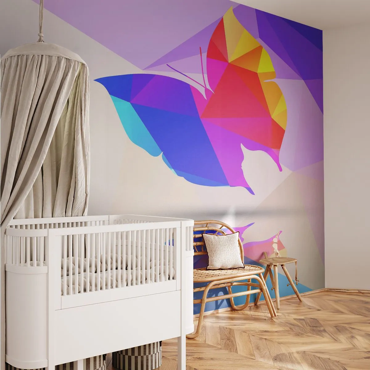 Självhäftande Fototapet Deluxe Sticker - Fjärilregnbåge - Insekter, Fjäril, Geometrisk figur - 250x175 cm