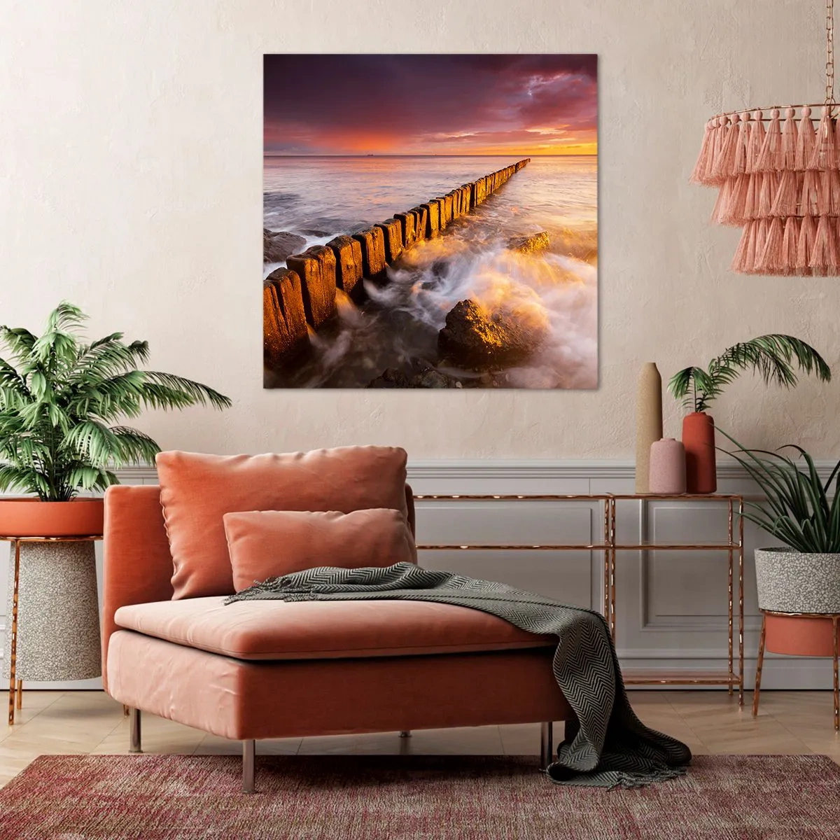 Canvastavla - Bild på duk - MIlda vågor - 40x40 cm