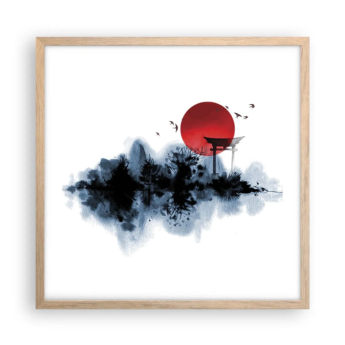 Affisch i ram av ljusek - Japansk utsikt - 50x50 cm