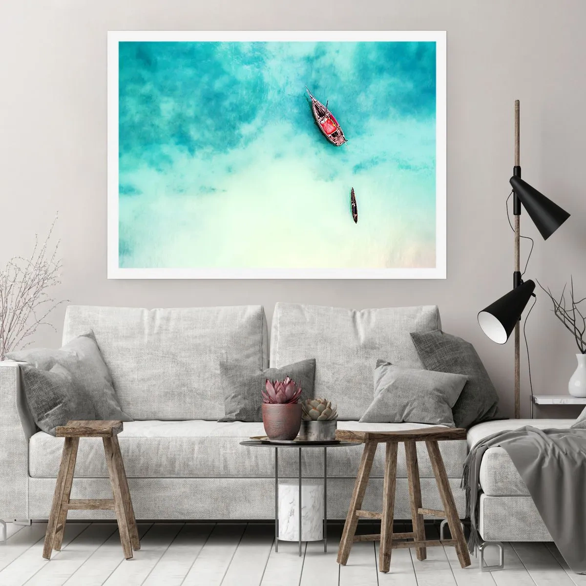 Affisch - Högvatten på stranden i Zanzibar… - 100x70 cm