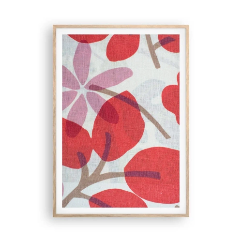 Affisch i ram av ljusek - Blomsterkomposition i rosa - 70x100 cm