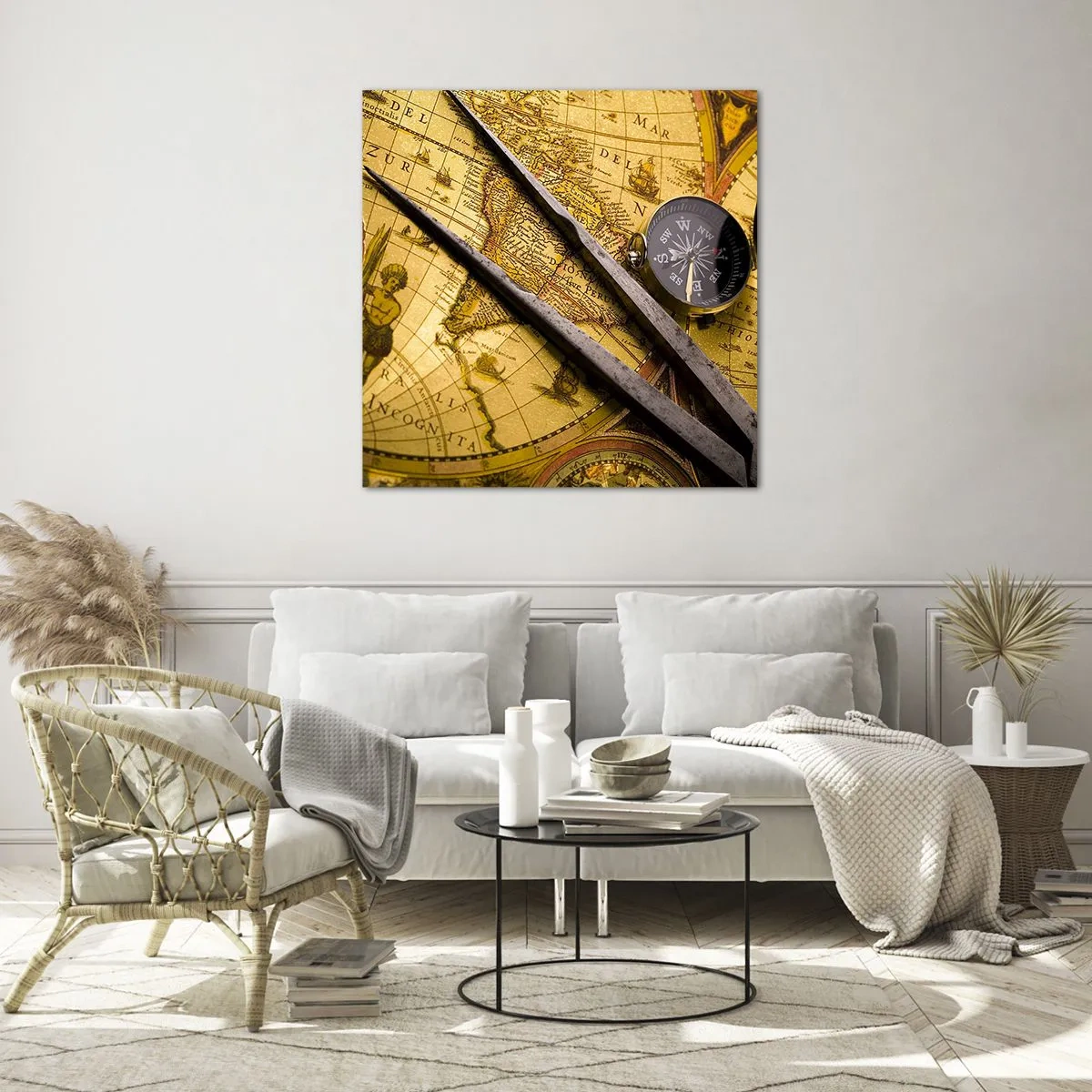 Glastavla - Bild på glas - Var är skatterna? - 70x70 cm