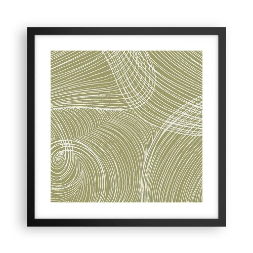 Affisch i svart ram - Intrikat abstraktion i vitt - 40x40 cm