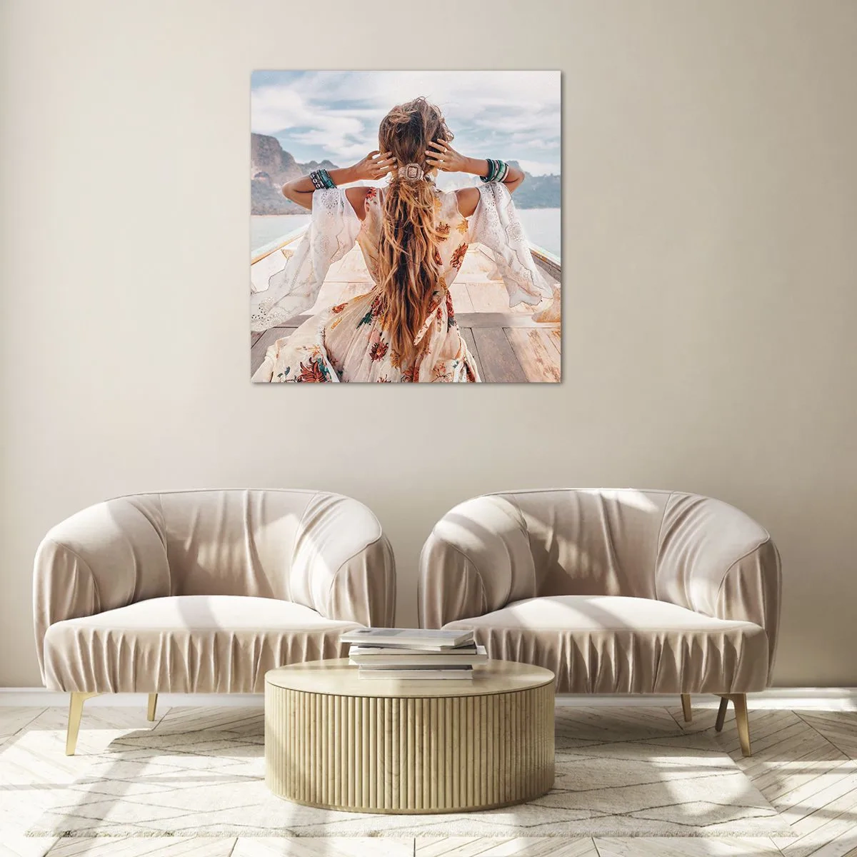 Glastavla - Bild på glas - På väg mot lycka - 40x40 cm