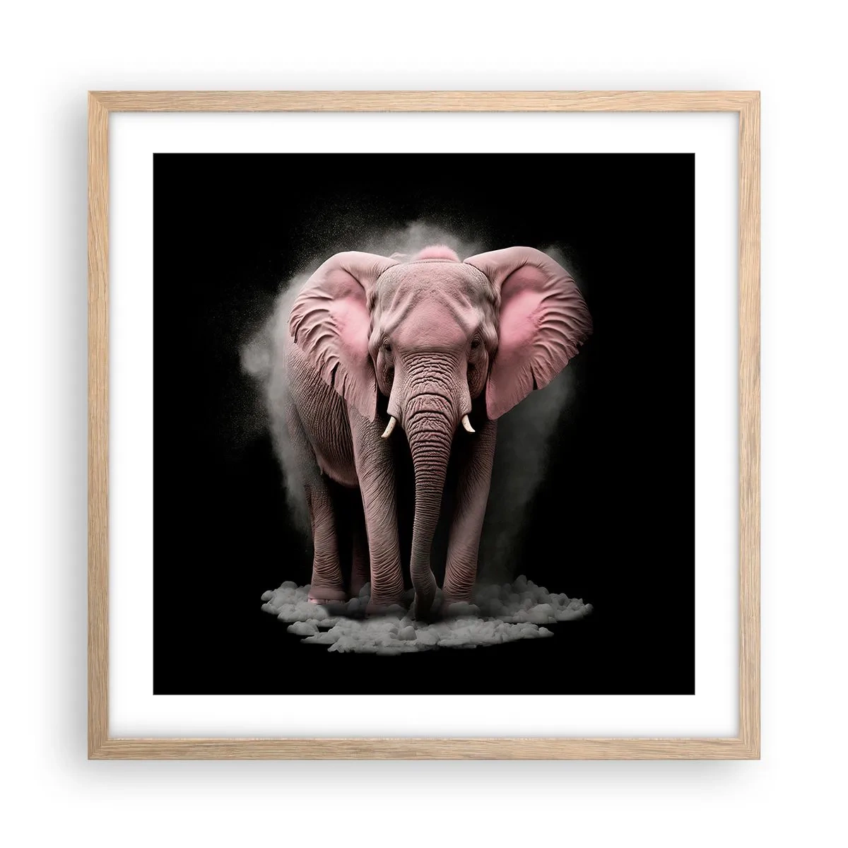 Affisch i ram av ljusek - Tänk inte på en rosa elefant! - 50x50 cm
