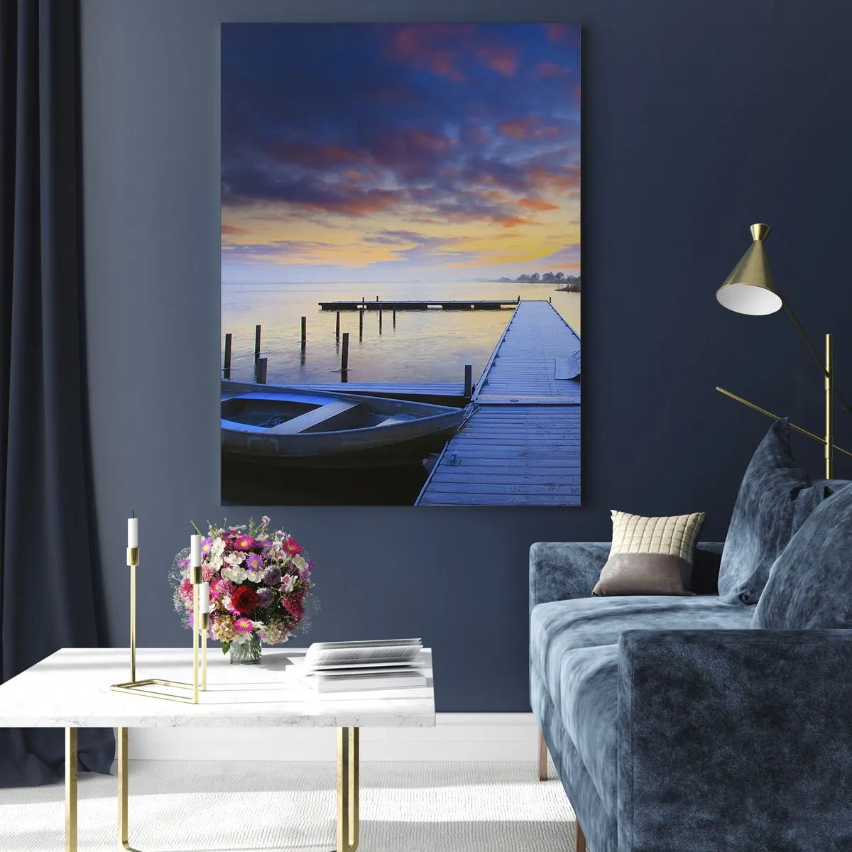 Glastavla - Bild på glas - Violet-guld ro - 80x120 cm