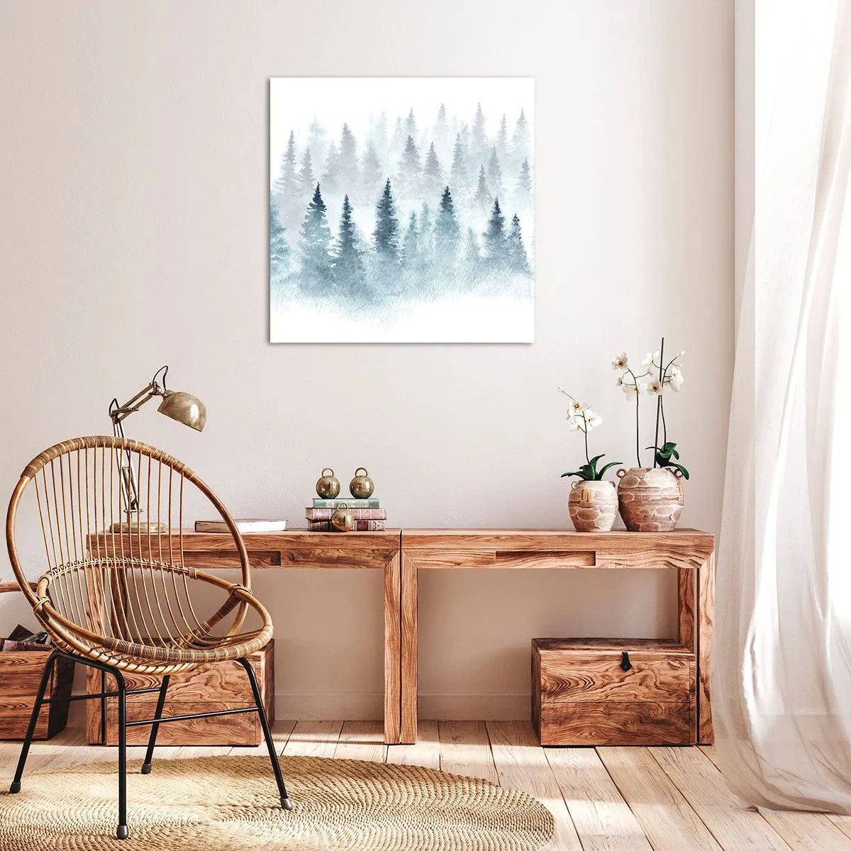 Canvastavla - Bild på duk - Insvepta i dimma - 60x60 cm