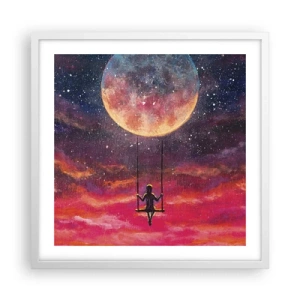 Affisch i vit ram - Sväva i molnen - 50x50 cm