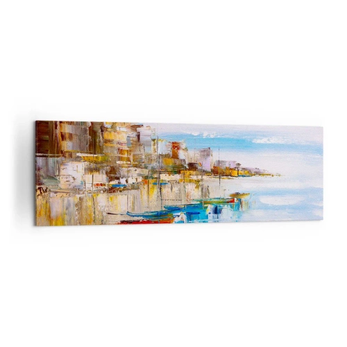 Canvastavla - Bild på duk - Flerfärgad urban hamn - 160x50 cm