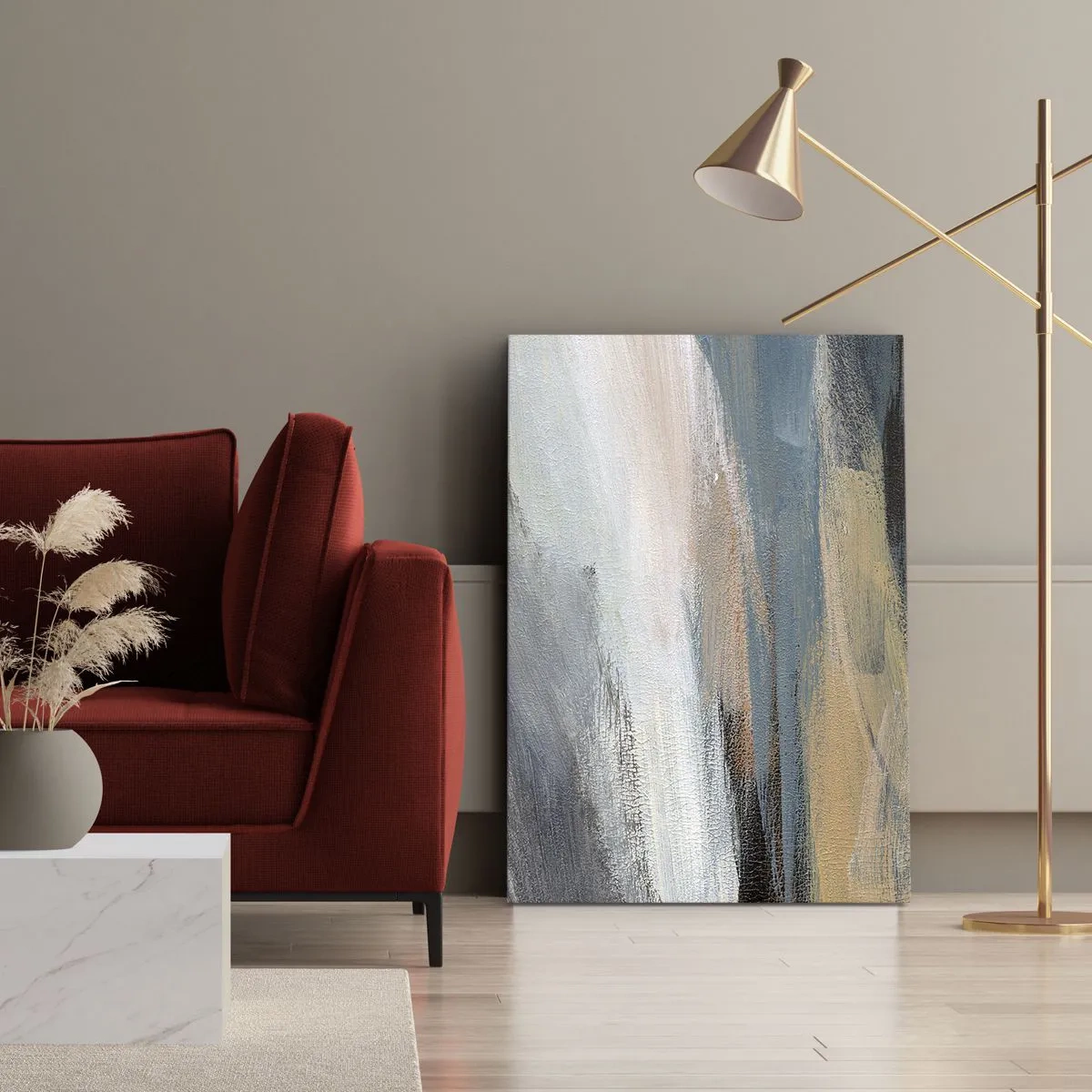 Canvastavla - Bild på duk - Abstraktion: nordligt landskap - 80x120 cm