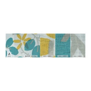 Provbit av självhäftande fototapet Deluxe Sticker - Bland azurblå blad - Boho, Blommor, Minimalism - 100x30 cm