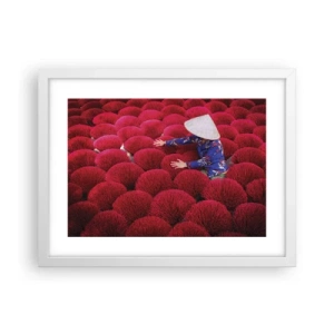 Affisch i vit ram - På ett risfält - 40x30 cm