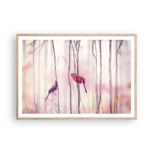 Affisch i ram av ljusek - Rosa skogens saga - 100x70 cm