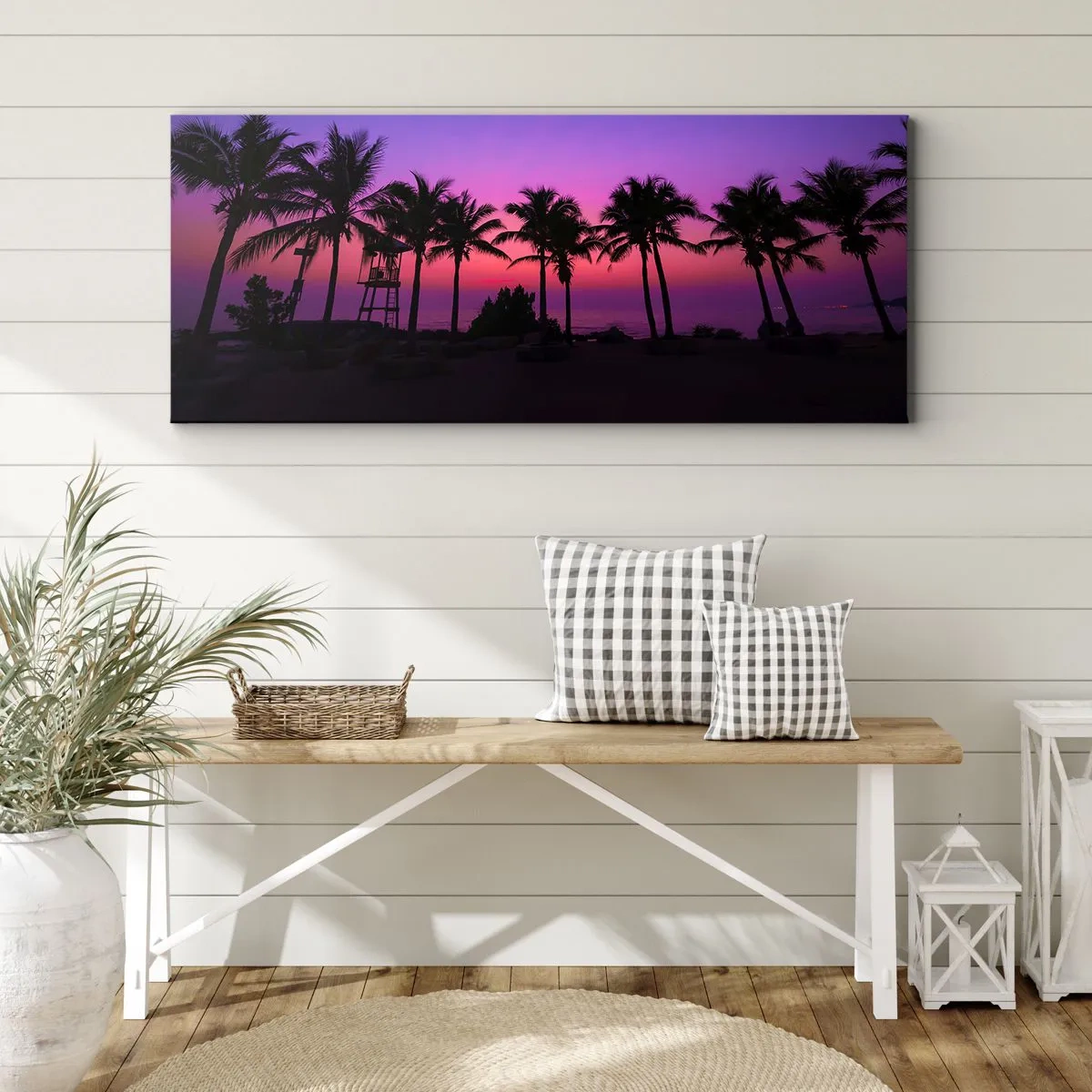 Canvastavla - Bild på duk - Kväll under palmerna - 100x40 cm