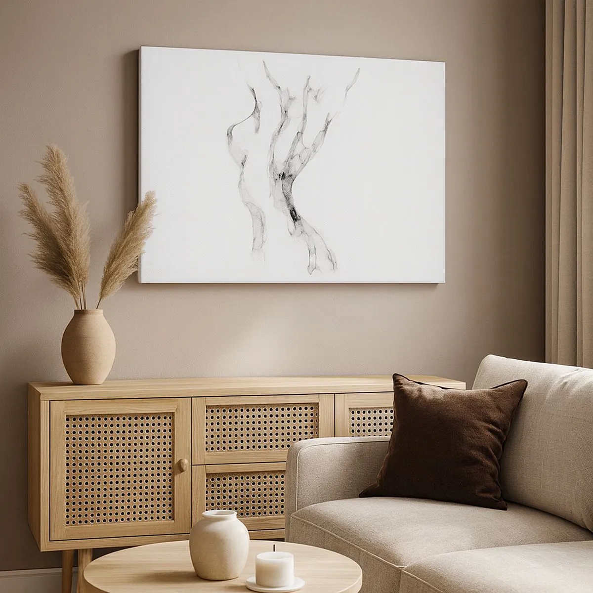 Canvastavla - Bild på duk - Fina, abstrakta linjer som liknar rökspår mot en ljus bakgrund - 70x50cm - Vacker och stark - Modern väggdekoration för vardagsrum och sovrum ARTTOR