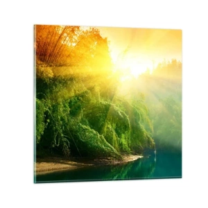 Glastavla - Bild på glas - Sjunka i solen och skuggan - 50x50 cm