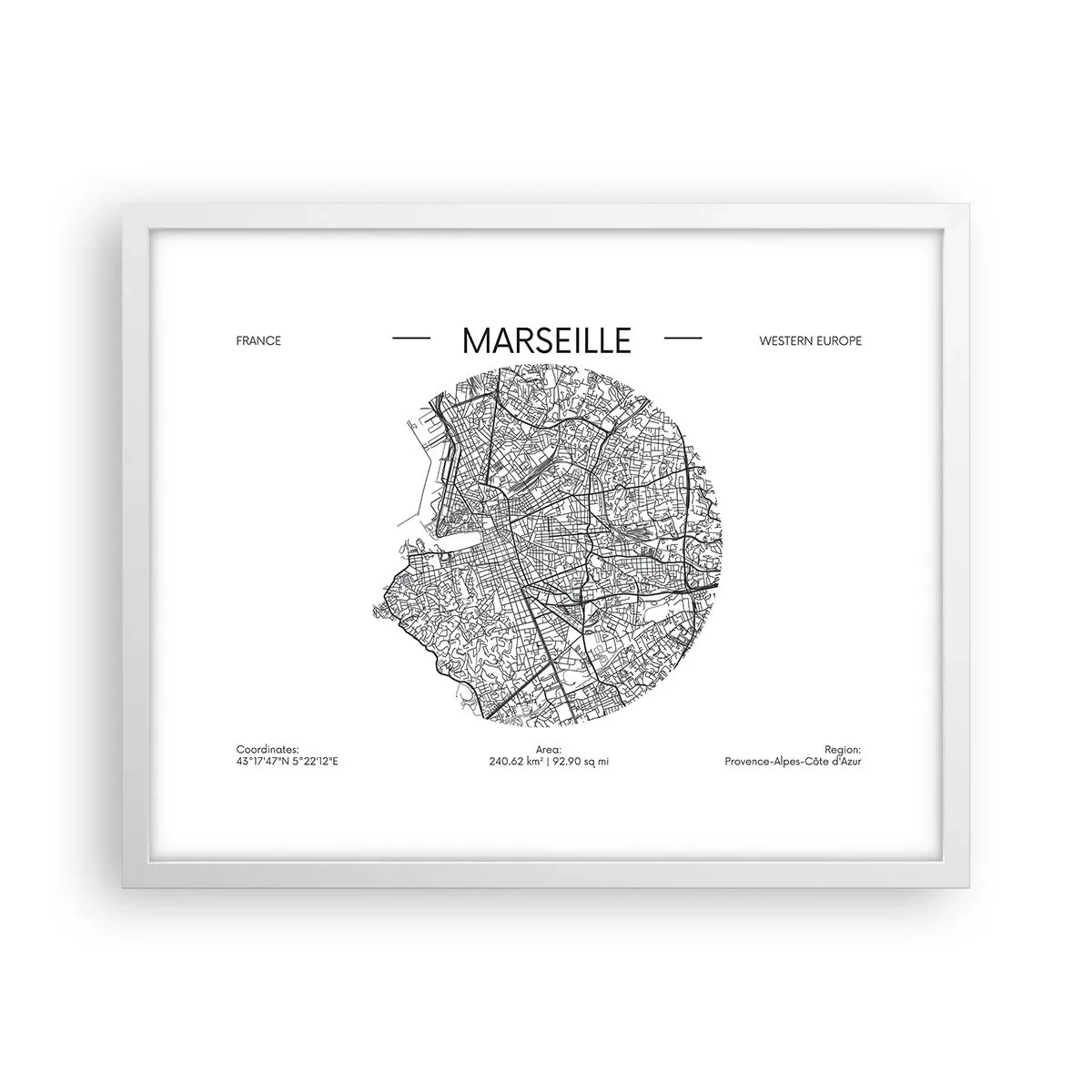 Affisch i vit ram - Marseilles anatomi - 50x40 cm