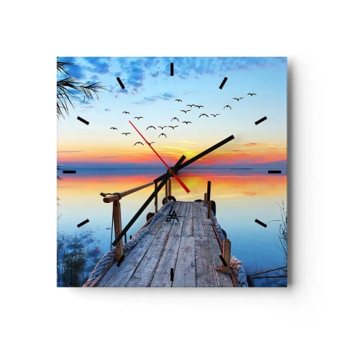 Väggklocka - Klocka på glas - Dags att vända hem... - 40x40 cm