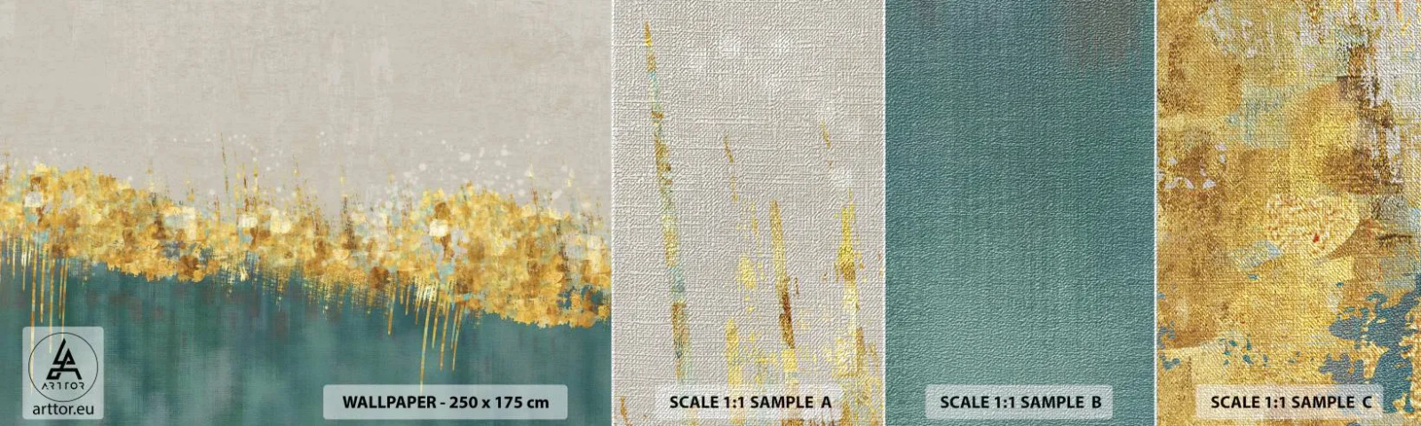 Provbit av fototapet Premium Canvas - Den gyllene gränsen - Art déco, Bit, Pastell - 100x30 cm