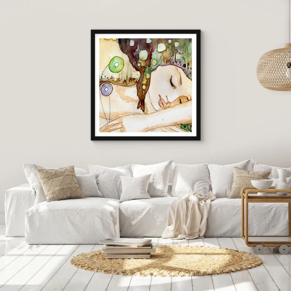 Affisch i svart ram - Smaragd-viol dröm - 40x40 cm