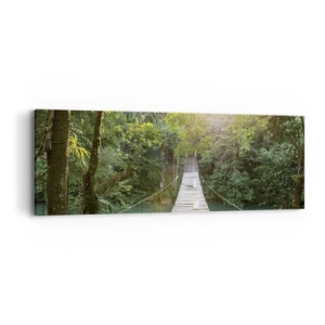 Canvastavla - Bild på duk - Vid azurblått vatten till azurblå skog - 90x30 cm