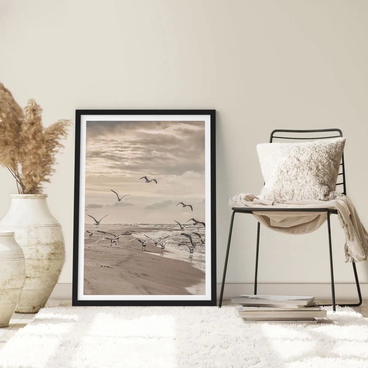 Affisch i svart ram - Havets brus, fågelsång - 70x100 cm