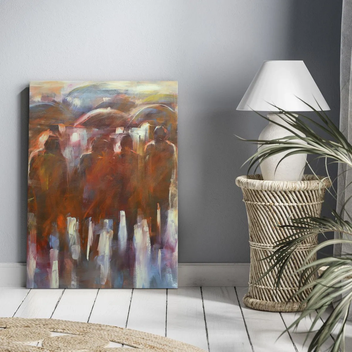 Canvastavla - Bild på duk - Jämna i regn och dimma - 65x120 cm