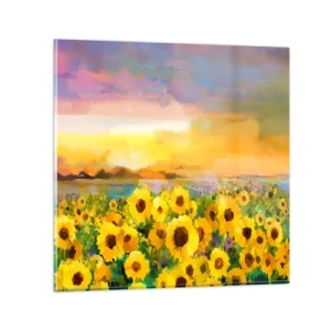 Glastavla - Bild på glas - Själva solen gick ner på jorden - 50x50 cm