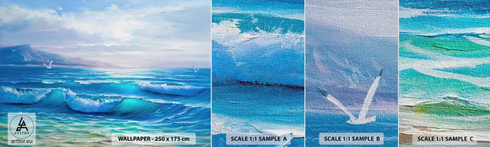 Provbit av fototapet Premium Canvas - Stillande - Abstraktion, Hav, Grafik - 100x30 cm