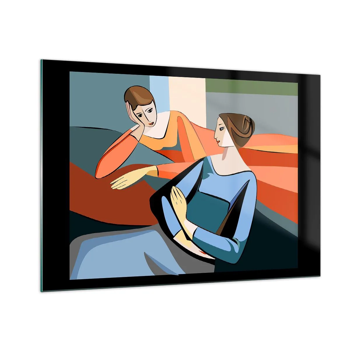 Glastavla - Bild på glas - Ett ögonblick av förtrolighet - 100x70 cm