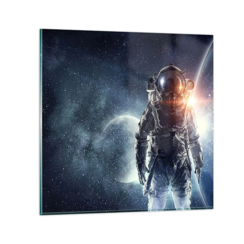 Glastavla - Bild på glas - Äventyr i rymden - 30x30 cm