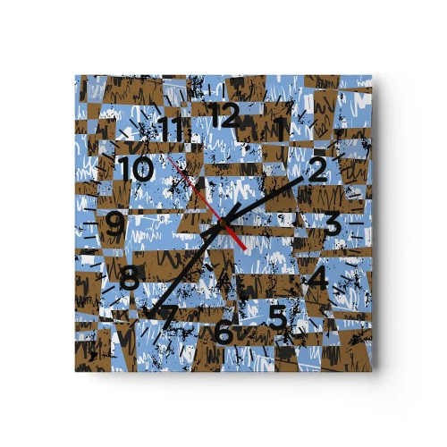 Väggklocka - Klocka på glas - Icke-folkligt urklipp - 40x40 cm