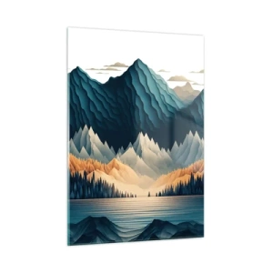 Glastavla - Bild på glas - Perfekt bergslandskap - 50x70 cm
