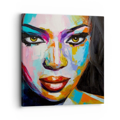 Canvastavla - Bild på duk - Kan inte ta ögonen från henne - 40x40 cm