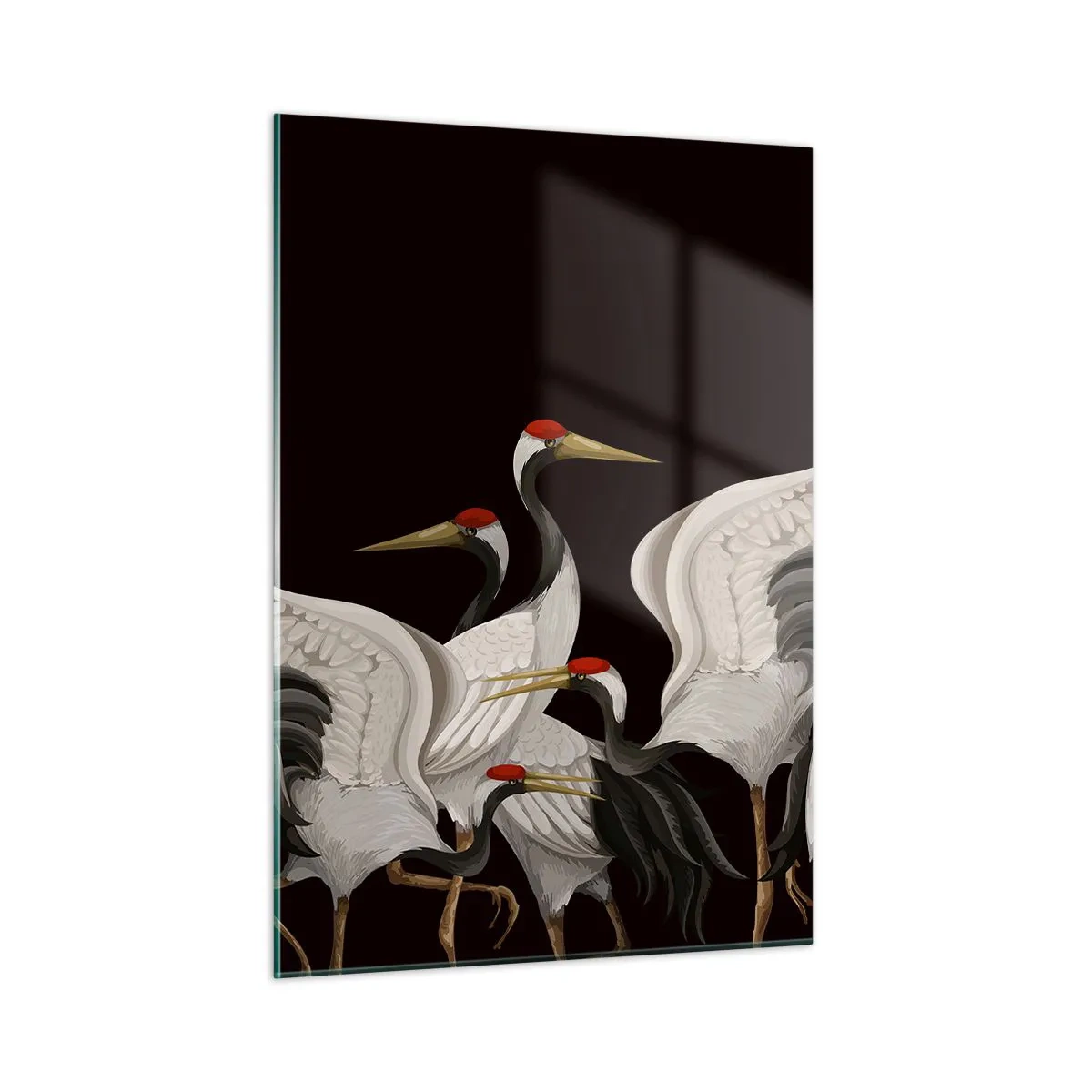 Glastavla - Bild på glas - Fågelärenden - 50x70 cm