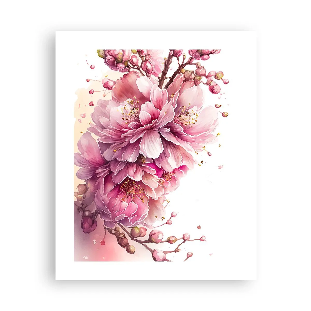 Affisch - Blommande körsbärsblomma - 40x50 cm