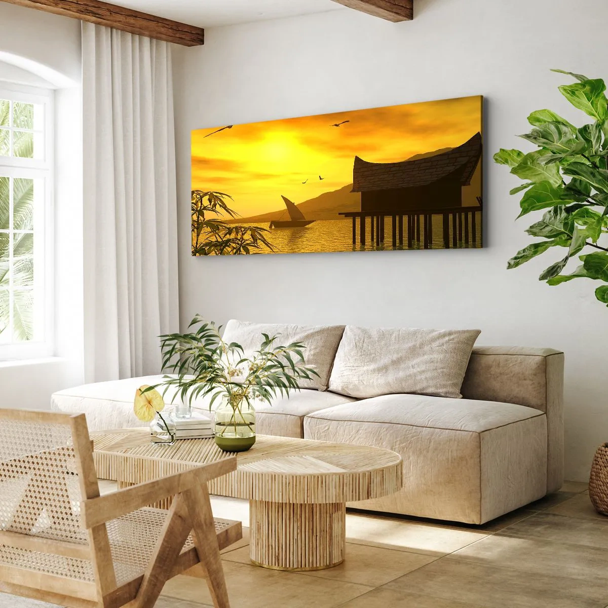 Canvastavla - Bild på duk - Efterlängtad ro - 160x50 cm