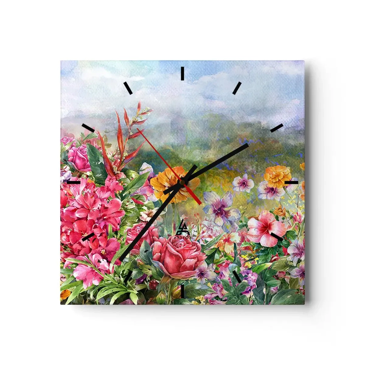 Väggklocka - Klocka på glas - En trädgård som blivit galen - 30x30 cm