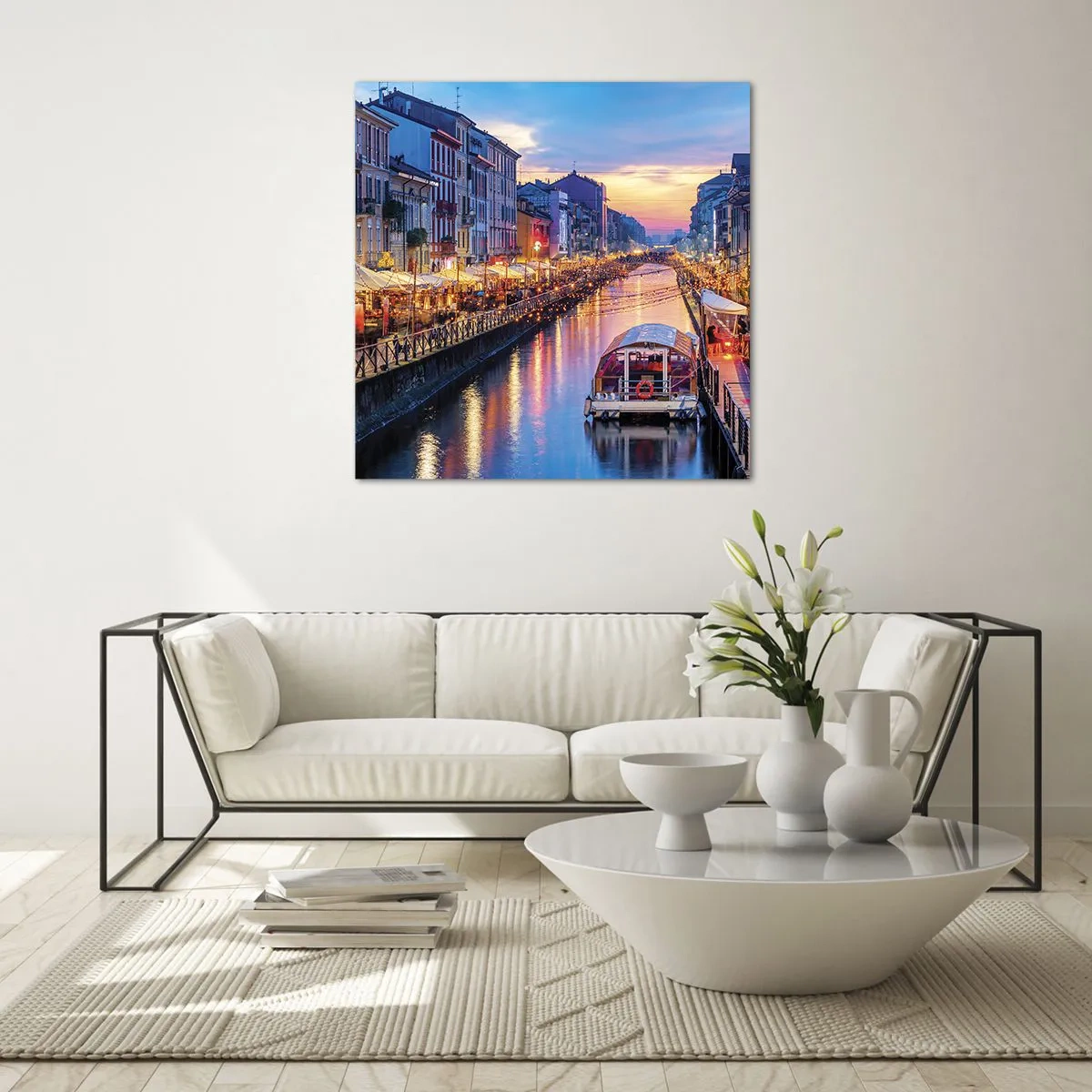 Glastavla - Bild på glas - Ljusets och nöjets kväll - 60x60 cm