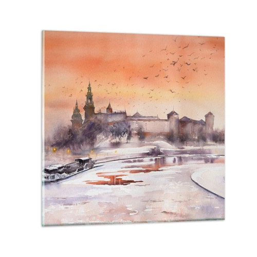 Glastavla - Bild på glas - Kunglig solnedgång - 60x60 cm