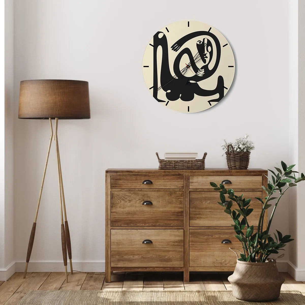 Väggklocka - Klocka på glas - Nästan Picasso - 40x40 cm