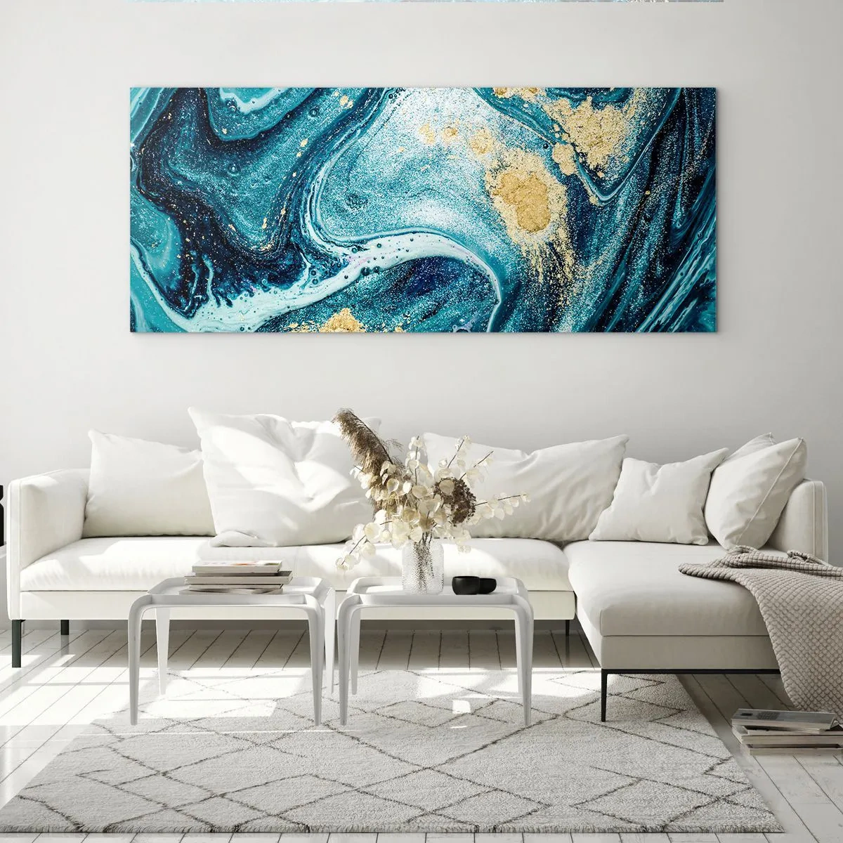Glastavla - Bild på glas - Blå virvel - 100x40 cm