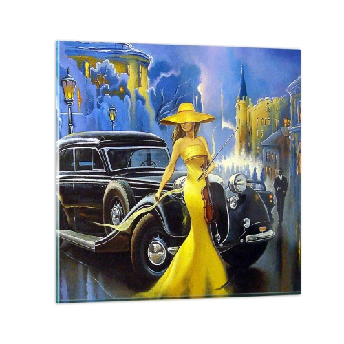 Glastavla - Bild på glas - Nocturne för fiol och kärlek - 30x30 cm