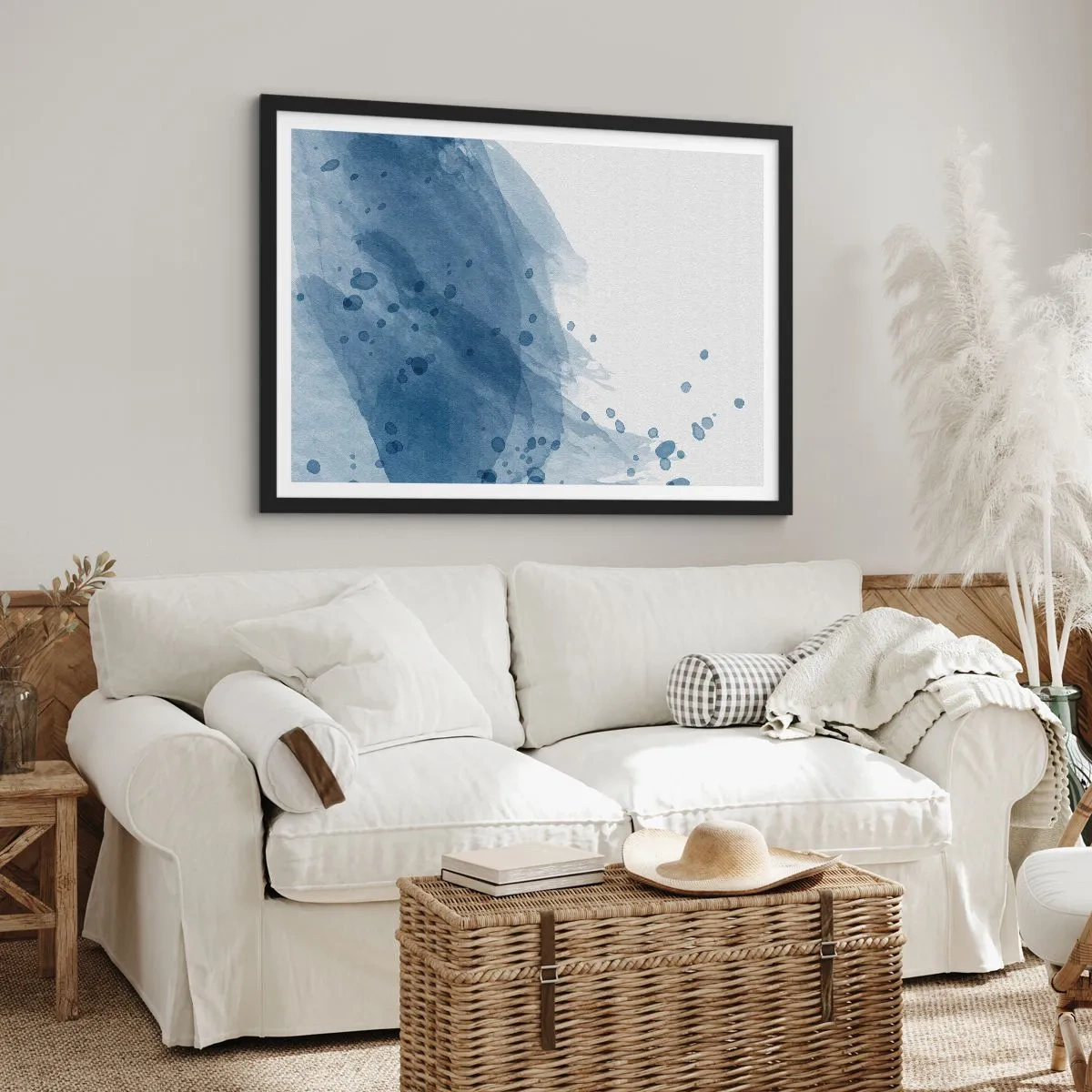 Affisch i svart ram - Blå tyll - 91x61 cm