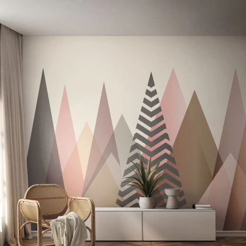 Fototapet Premium Sand - Utsikt över pyramider - Abstraktion, Bit, Trianglar - 350x256 cm