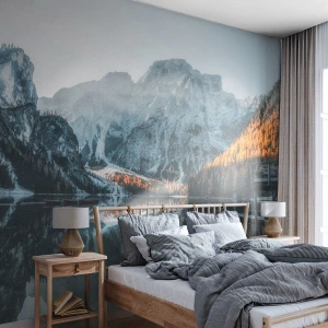 Fototapet Premium Sand - Spegellandskap - Landskap, Berg, Sjö - 350x256 cm