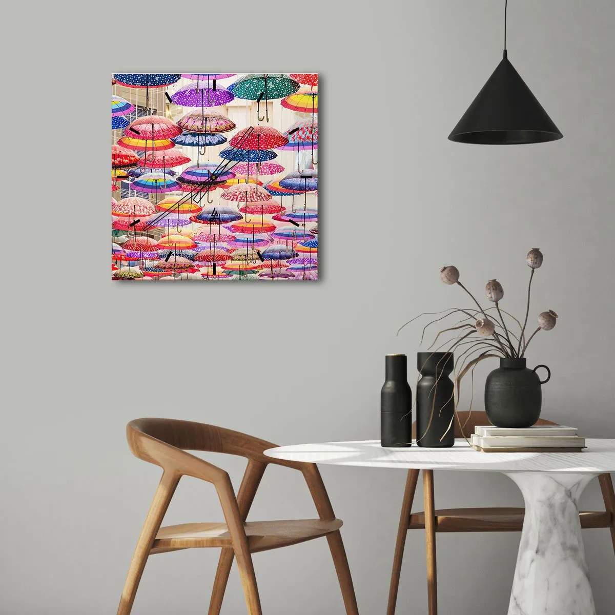 Väggklocka - Klocka på glas - Stadsäng - 30x30 cm