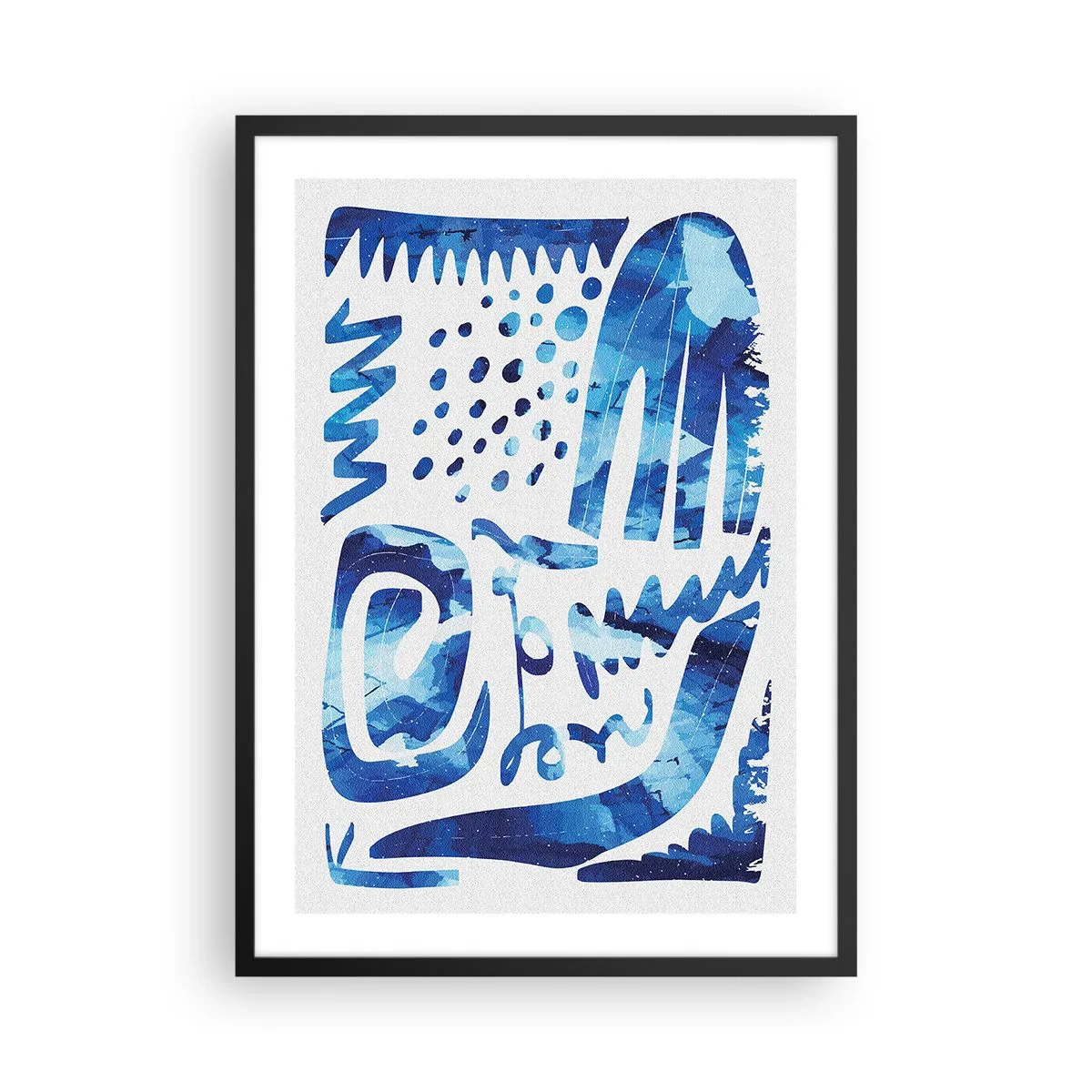 Affisch i svart ram - Modern abstraktion i nyanser av blått - 50x70cm - Tillbaka till rötterna - Modern väggdekoration för vardagsrum och sovrum ARTTOR